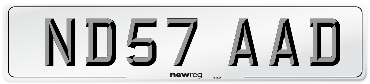 ND57 AAD Number Plate from New Reg